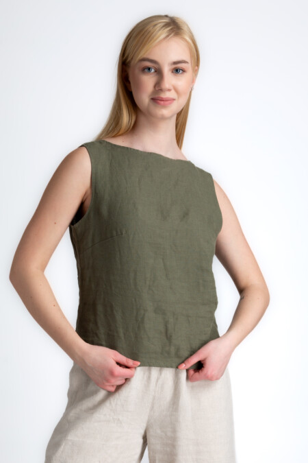 Sleeveless Women's Linen Top for Casual Summer Wear