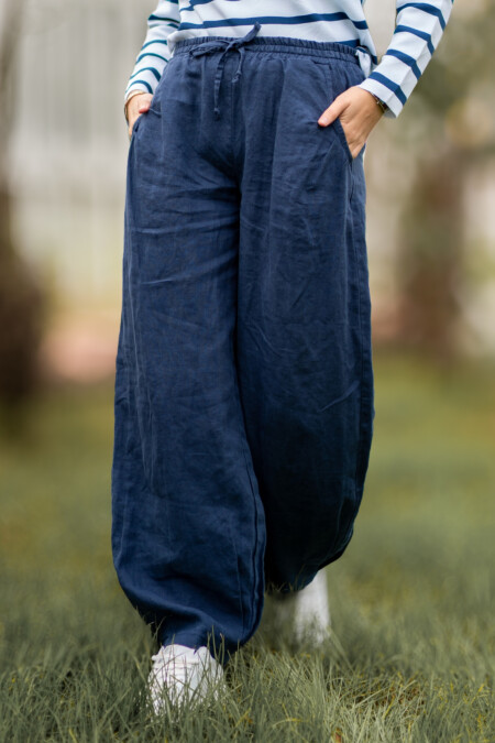 Linen Pants Women's Cotton Harlan Loose and Slim High Waist
