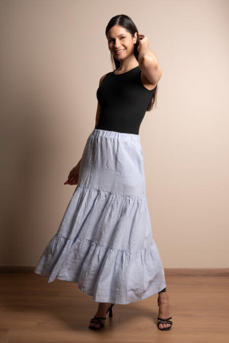 Prairie Linen Skirt Women, Pockets, Maxi Length, Casual Relaxed Fit